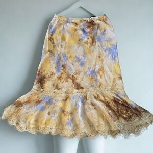 Top Shop Sz 4 Tie-Dye Lace Hem Midi Skirt  NWT